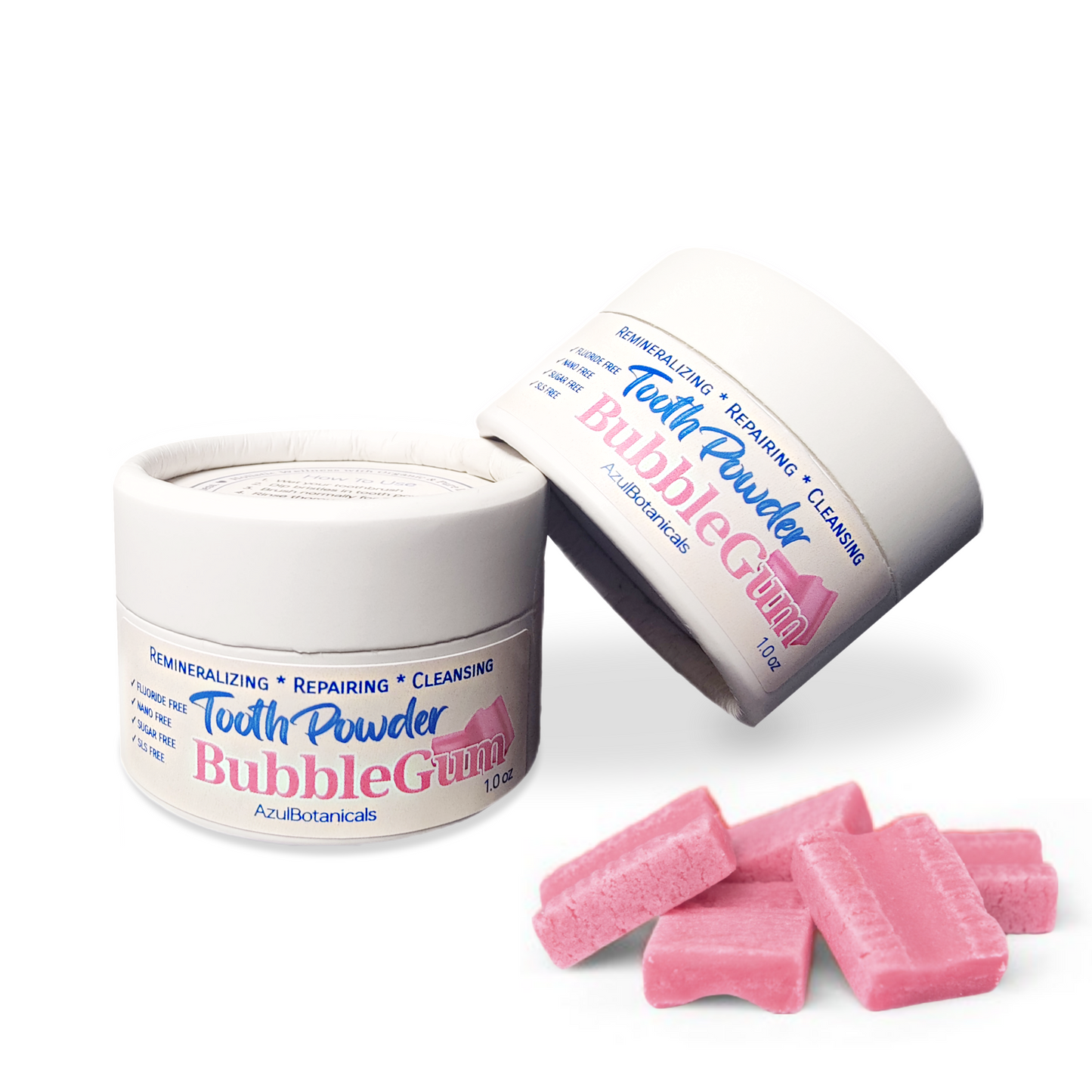Remineralizing & Cleansing Tooth Powder, BubbleGum. Fluoride Free, SLS Free, Nano Free for Organic Oral Wellness 1 oz (2 Pack))