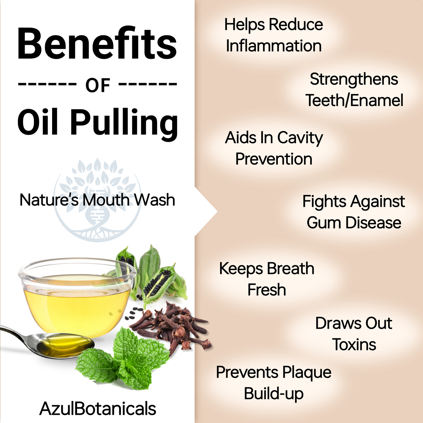 Oil Pulling Blend for Healthy Teeth and Gums with Organic Sesame, MCT Coconut, Vitamin E, Clove and Peppermint essential oils Oil 8 Fl oz