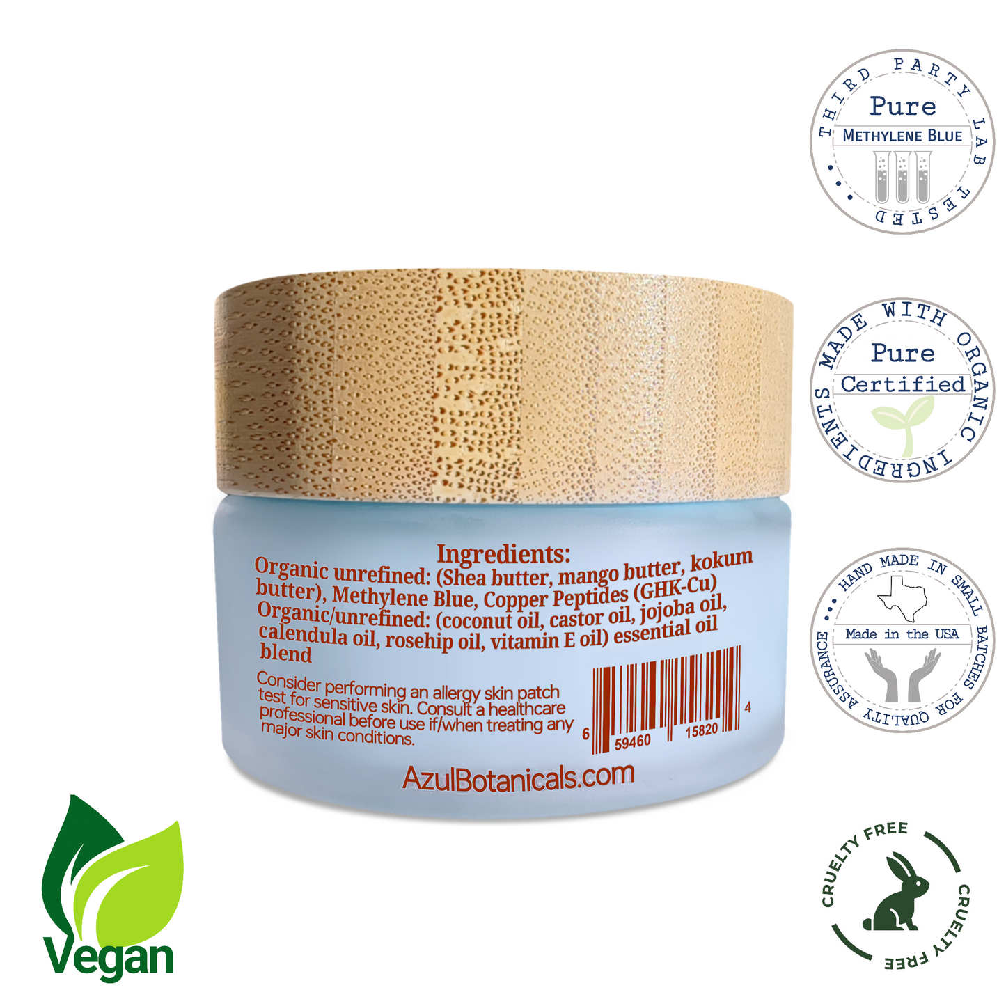 Vegan Whipped Shea Butter Balm Infused With Copper Peptide (GHK-Cu) & Methylene Blue