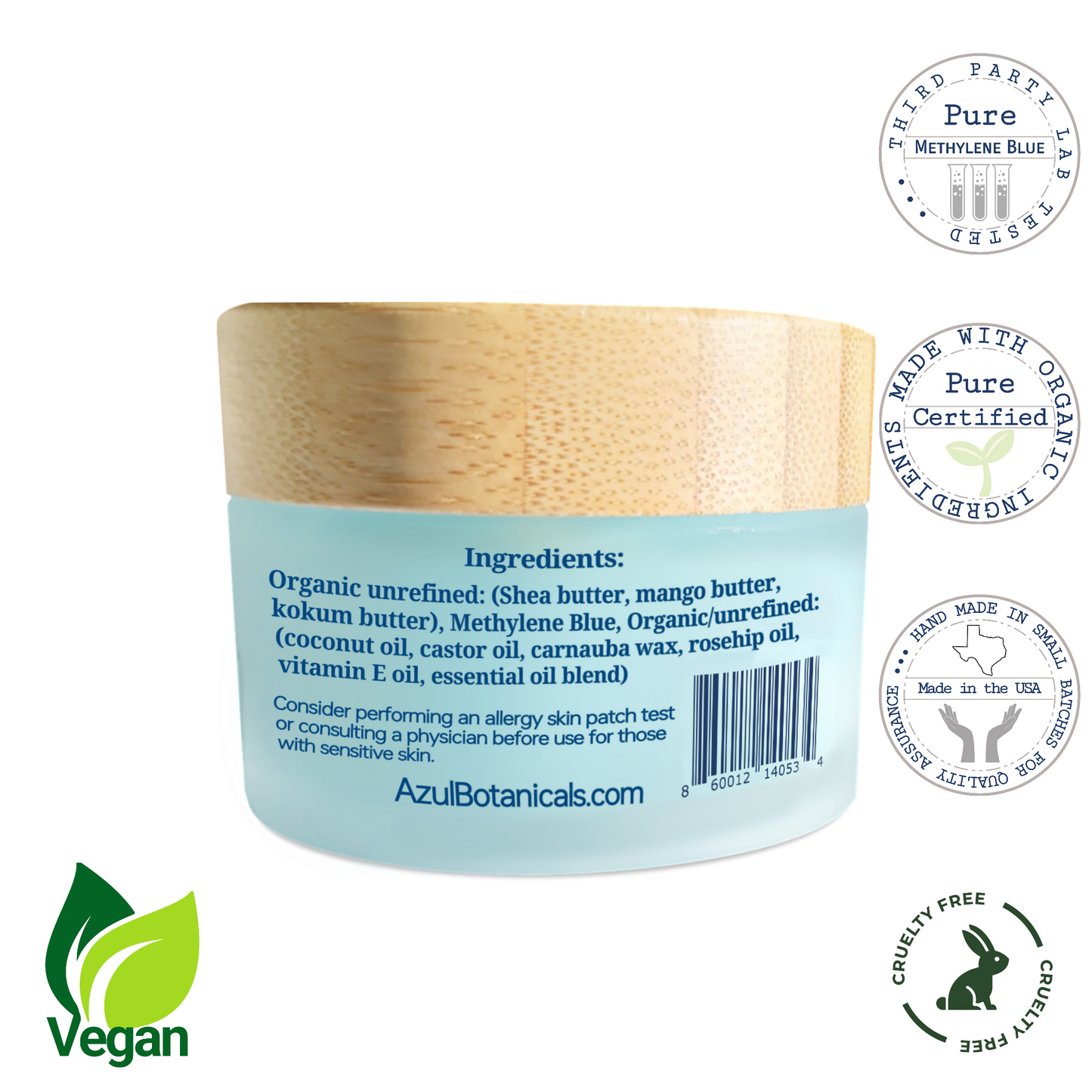 Vegan Whipped Shea Butter Balm Infused With Methylene Blue Organic Ingredients