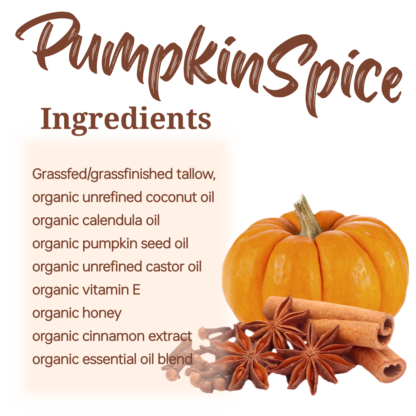 Seasonal Scent, Pumpkin Spice Tallow Balm, with Pumpkin Seed Oil, Calendula Oil, Honey and Pumkin Spice Essential Oil Blend, All Organic Ingredients (1.7 oz)