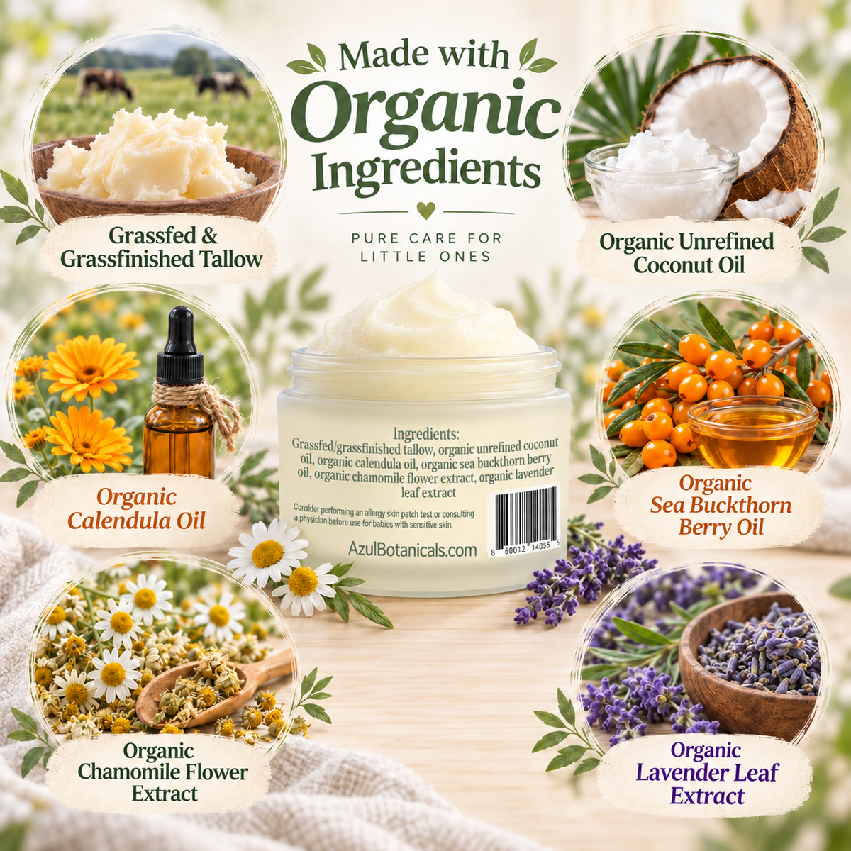 Lavish Chamomile, Whipped Tallow Balm with Leaf/Flower Extracts