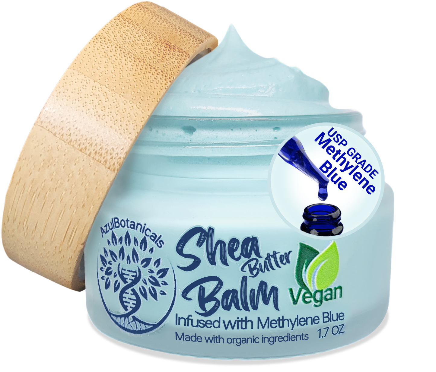 Vegan Methylene Blue infused, Whipped Shea Butter Balm Organic and Unrefined