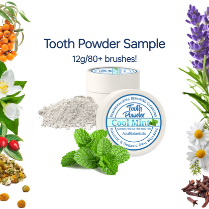 Remineralizing & Cleansing Tooth Powder, Cool Mint 0.37 oz/12g Sample. Fluoride Free, SLS Free, Nano Free