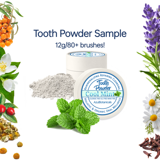 Remineralizing & Cleansing Tooth Powder, Cool Mint 0.37 oz/12g Sample. Fluoride Free, SLS Free, Nano Free