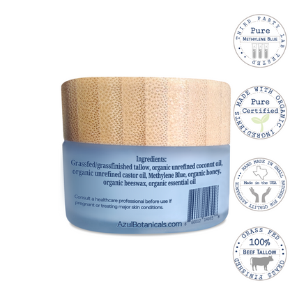 Methylene Blue infused Whipped Grass fed/finished Tallow Balm
