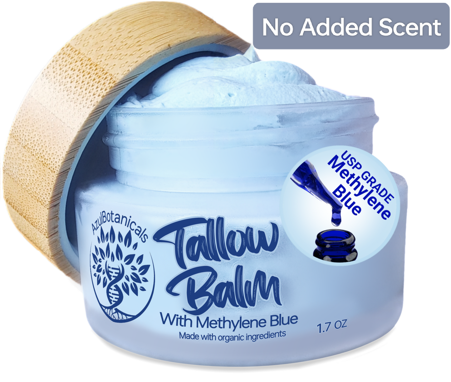 Methylene Blue infused Whipped Grass fed/finished Tallow Balm