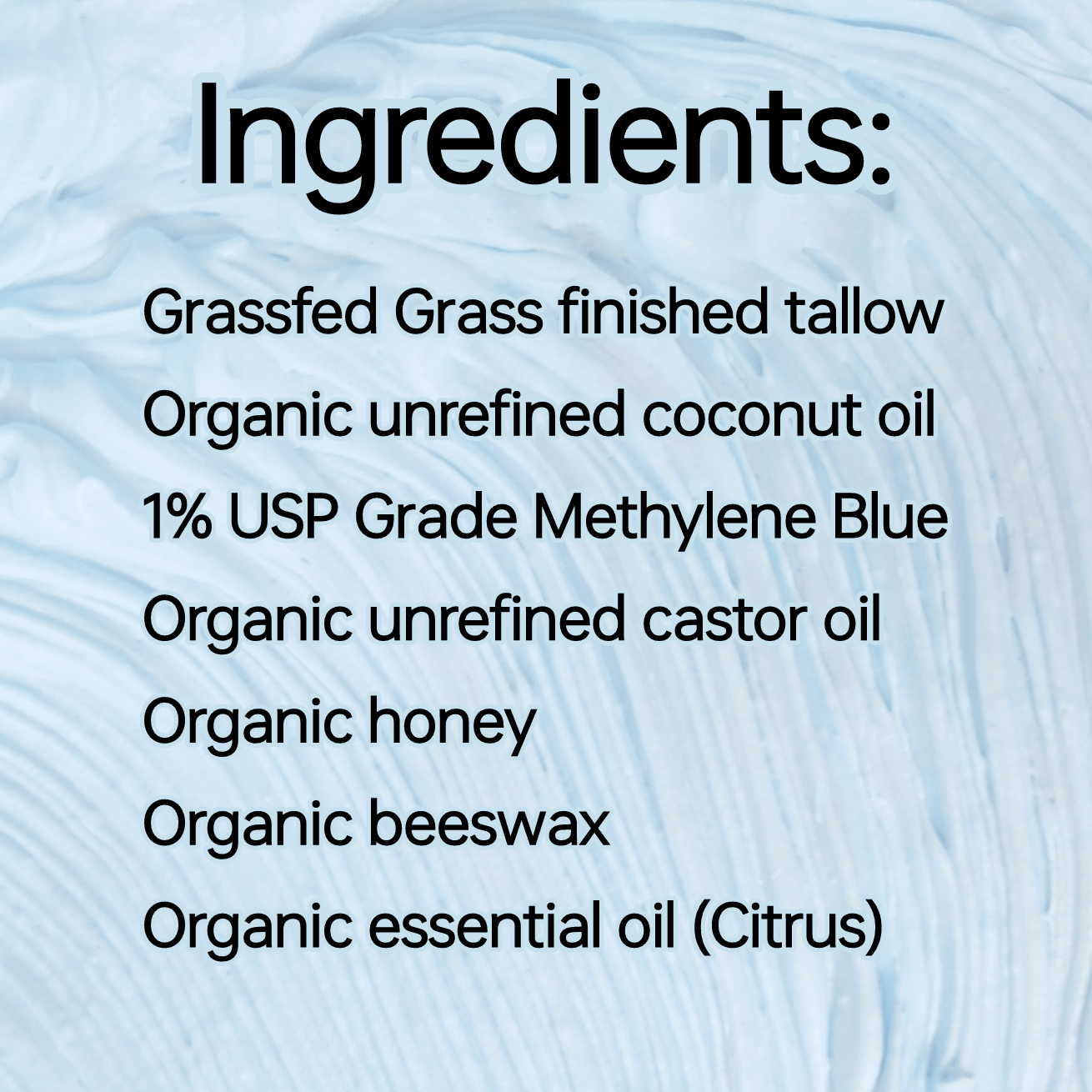 Methylene Blue infused Whipped Grass fed/finished Tallow Balm