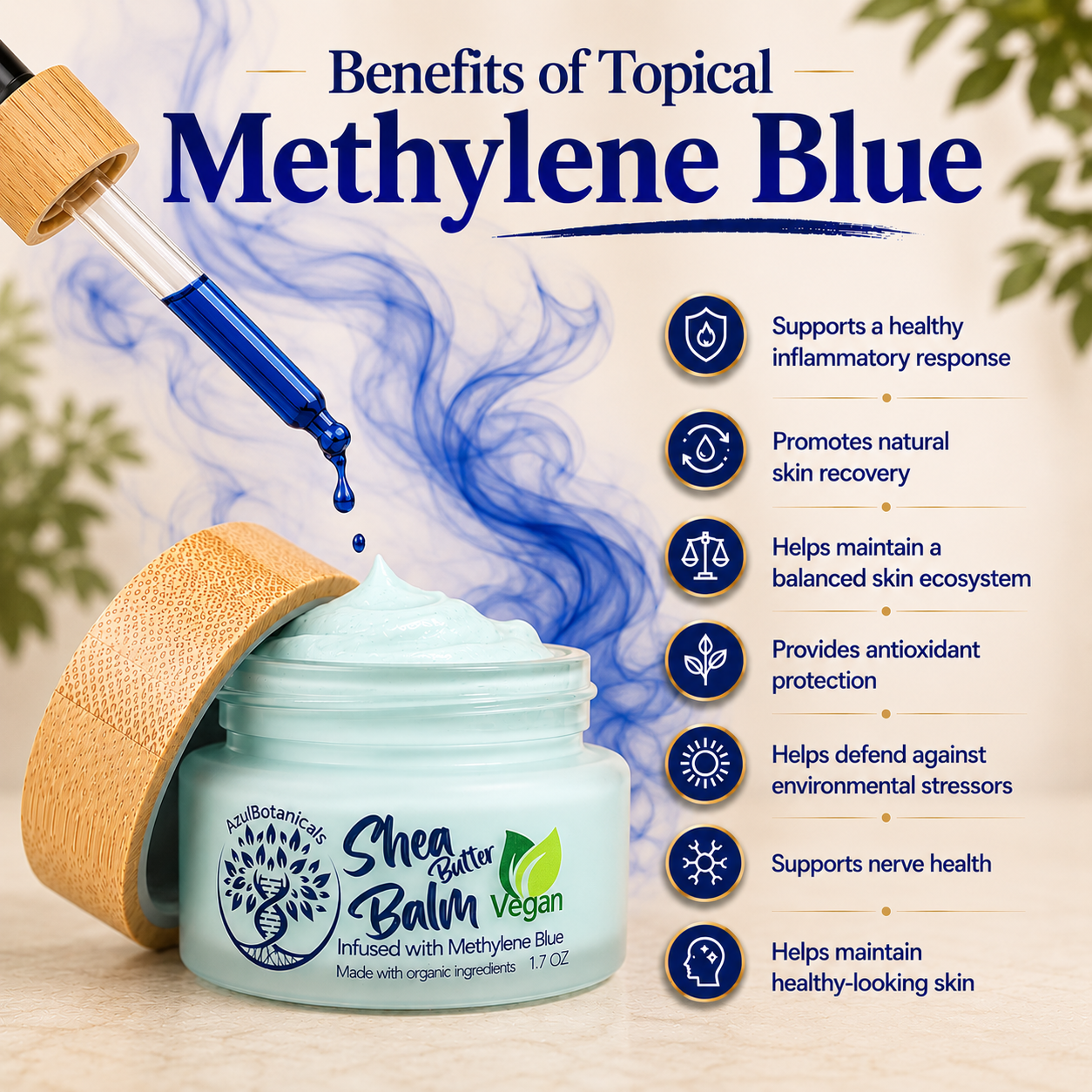 methylene blue infused vegan shea butter balm benefits