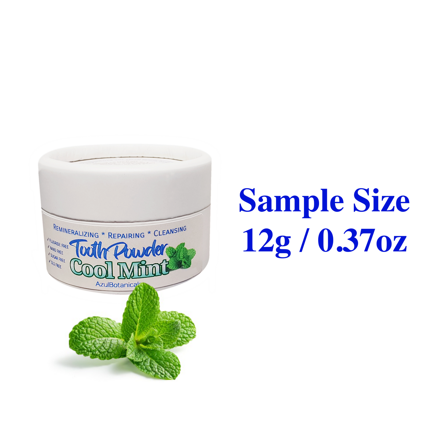 Remineralizing & Cleansing Tooth Powder, Cool Mint 0.37 oz/12g Sample. Fluoride Free, SLS Free, Nano Free