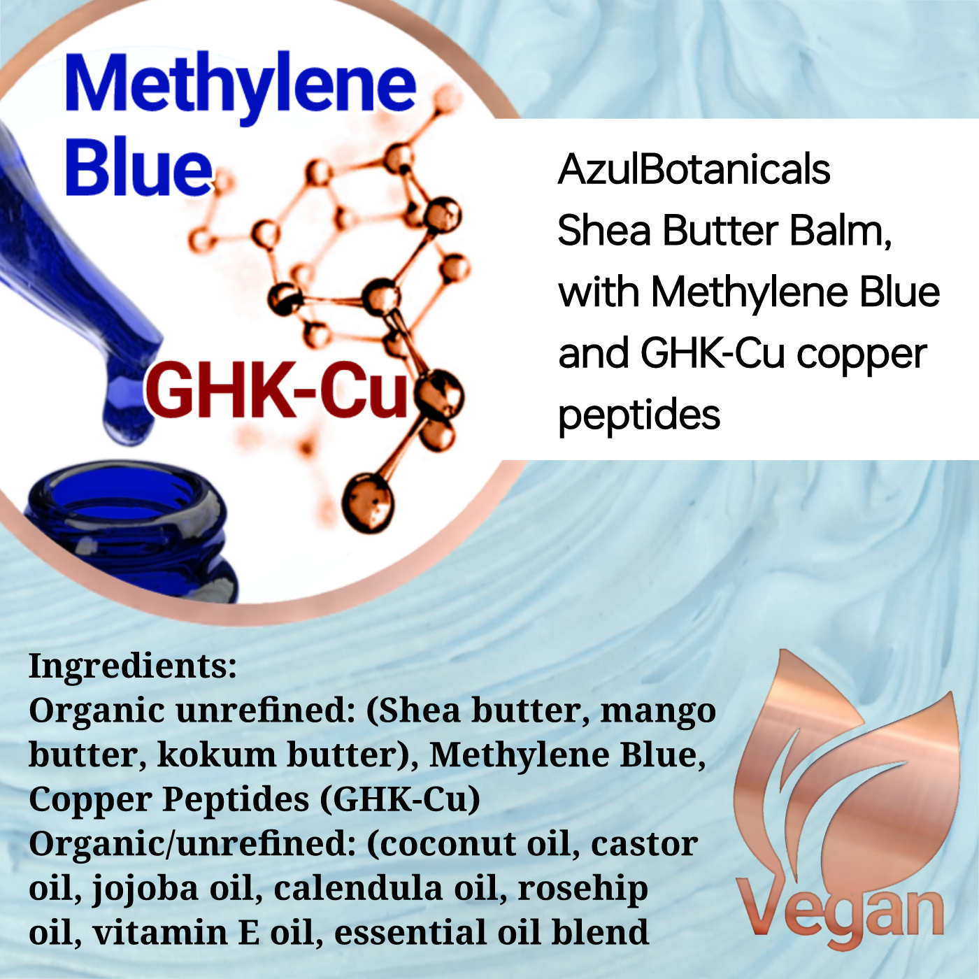 Vegan Copper Peptide (GHK-Cu) & Methylene Blue Infused Whipped Shea Butter Balm