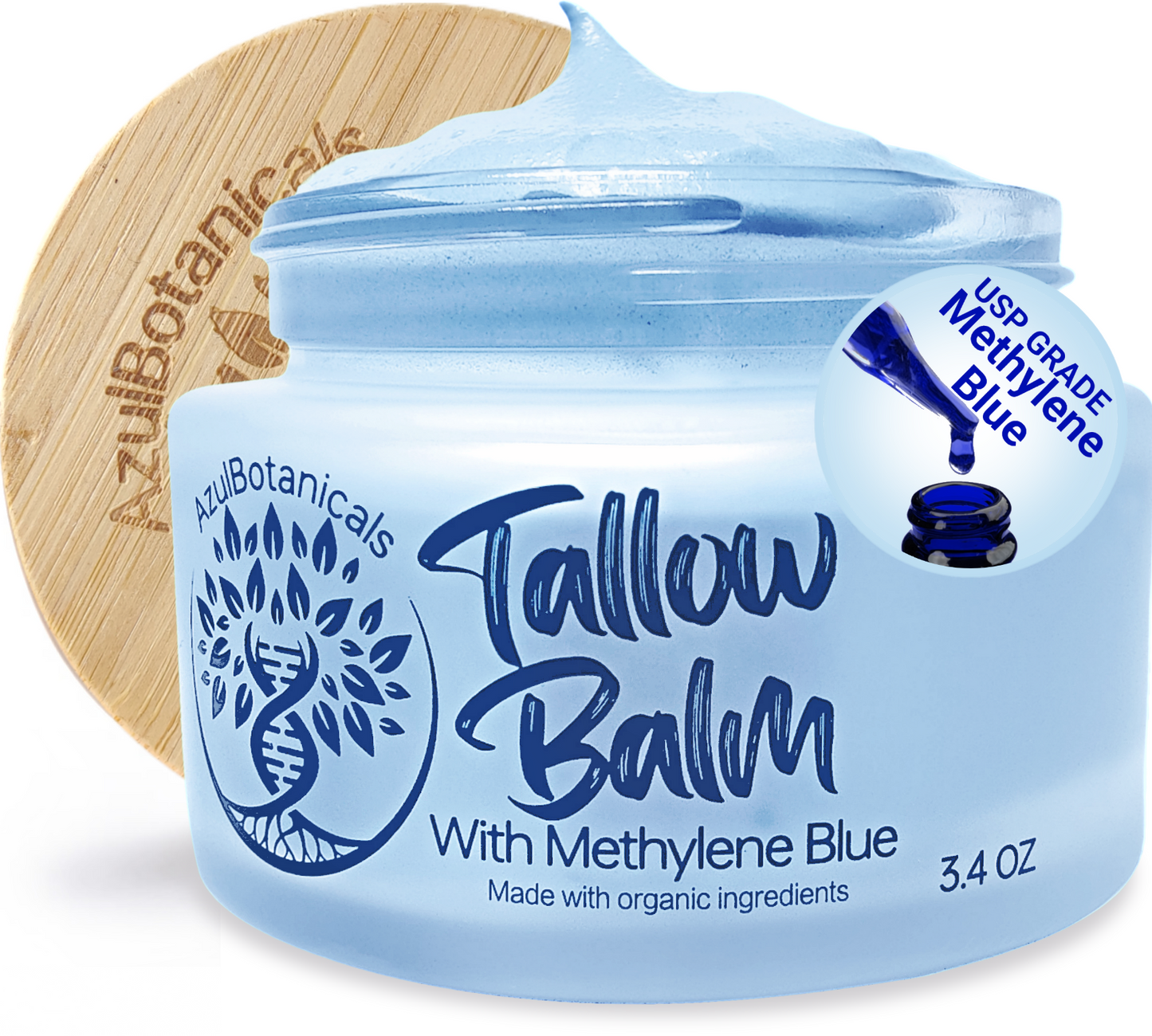 Methylene Blue infused Whipped Grass fed/finished Tallow Balm