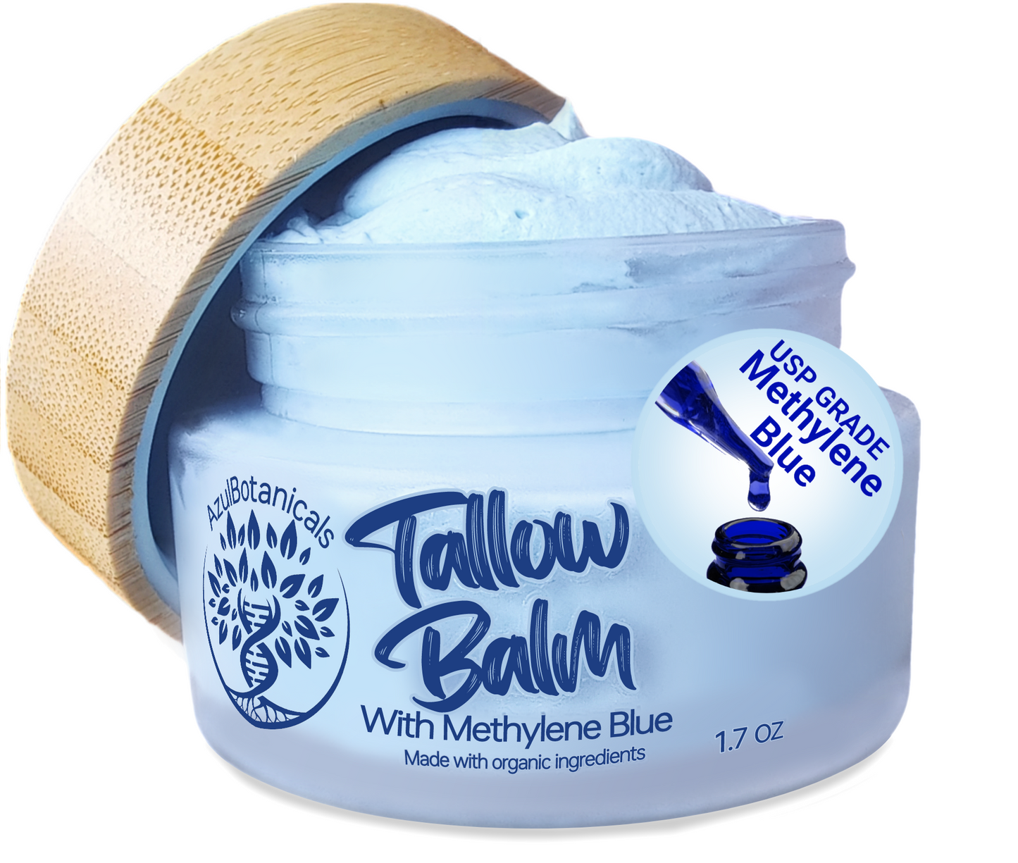 Methylene Blue infused Whipped Grass fed/finished Tallow Balm