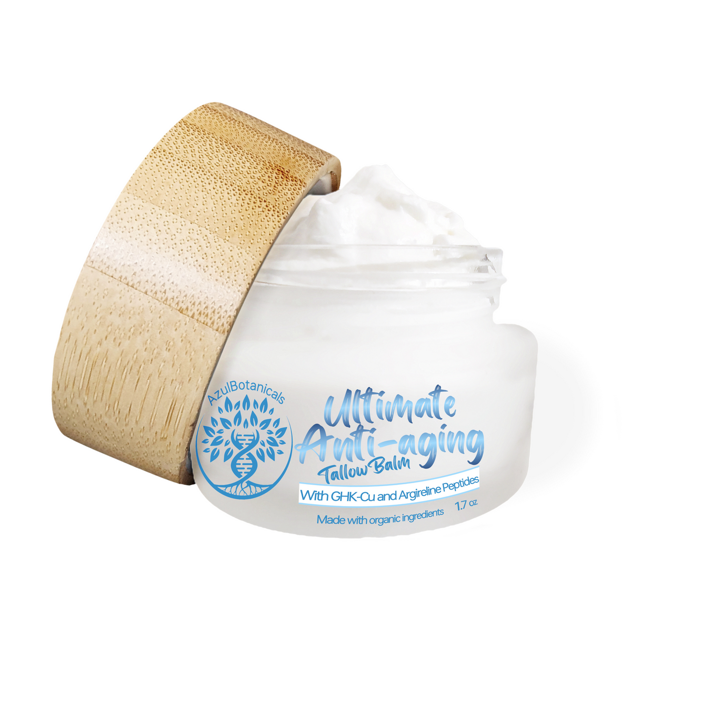 Ultimate Anti-Aging Tallow Balm Made with Organic Ingredients and Infused with GHK-Cu Copper Peptide and Argireline Hexapeptide