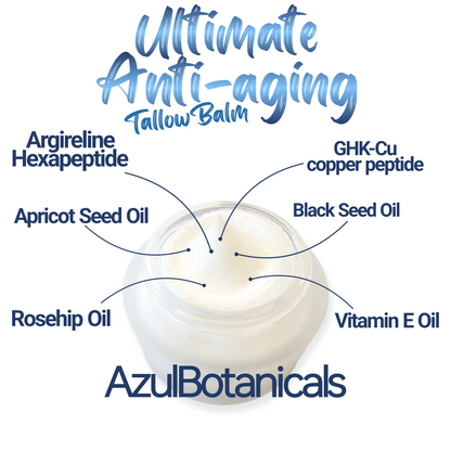 Ultimate Anti-Aging Tallow Balm Made with Organic Ingredients and Infused with GHK-Cu Copper Peptide and Argireline Hexapeptide