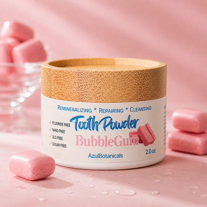 Remineralizing & Cleansing Tooth Powder, BubbleGum. Fluoride Free, SLS Free, Nano Free for Organic Oral Wellness